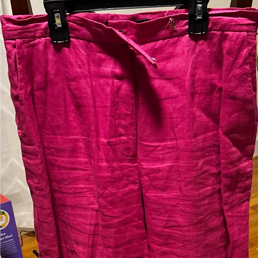 Vintage Parisian Signature Fuchsia Wide Leg Pants Linen Pants